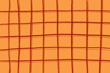 Rustic Hand Drawn Gingham in Autumn Orange
