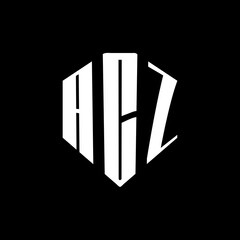 A bold white three-letter a black hexagonal monogram logo design