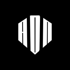 A bold white three-letter a black hexagonal monogram logo design