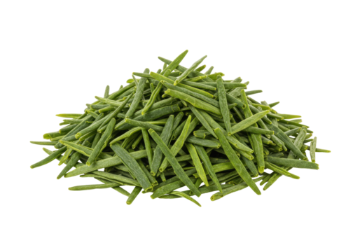 Isolated pile of fresh green Lu An Gua Pian loose leaf tea for a healthy beverage