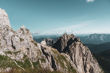 rocky mountain landscape with blue sky