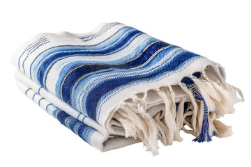 Tallit with blue stripes isolated on white