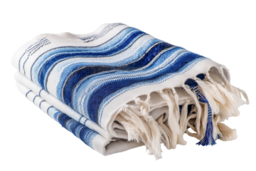 Tallit with blue stripes isolated on white