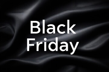 Black friday sale promotion with dark fabric background and white text