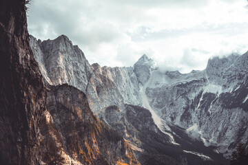 mountain peaks in the morning