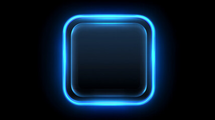 Glowing Blue Button with Rounded Edges on Black Background, UI element, modern aesthetic design concept