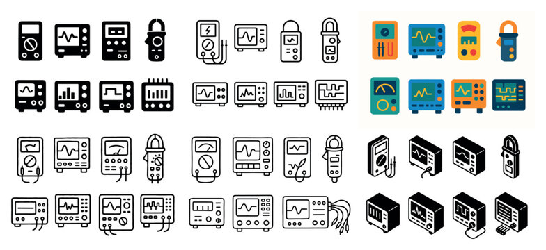 Assorted measuring tools and equipment icons