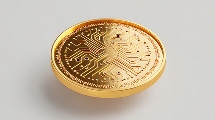 Gold Circuit Coin: Technology, Finance, & Innovation - Depicting intricate electronic pathways.