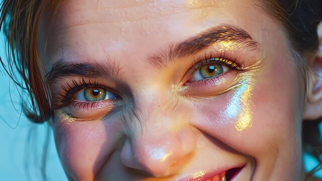 Close-up of woman with dramatic makeup and expressive eyes