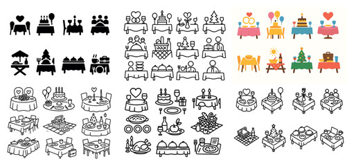 Fototapeta premium Diverse table designs for celebrations and dining