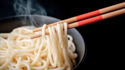 Savoring noodles delicious asian cuisine in an elegant setting close-up view culinary art