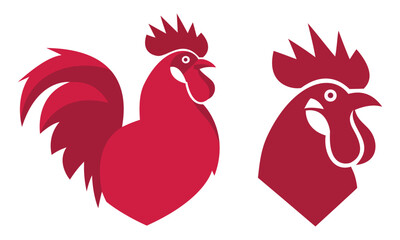 Rooster or cock chicken mascot illustrations, farm bird and poultry animal vector art