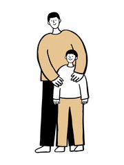 Father and Son Standing Together. Illustration for Marketing, Advertising, Editorial, Design, and Web. 