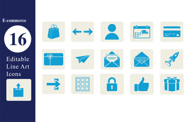 Modern e commerce icon set featuring 16 vibrant colors for online stores and digital platforms