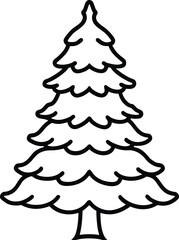 Simple black outline of a snow covered pine tree christmas 1