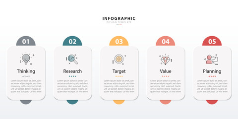 Timeline Creator infographic template. 5 Step timeline journey, calendar Flat simple infographics design template. presentation graph. Business concept with 5 options, gantt vector illustration.