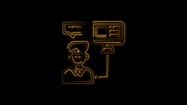 Online Consultation Icon Animation with Glowing Lines on Black Background