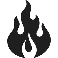 Black Flame Icon on Transparent Background Simple and Bold Design Suitable for Digital Graphics and...
