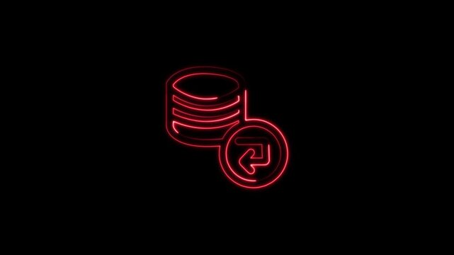 Database Rollback Animation with Glowing Lines on Black Background
