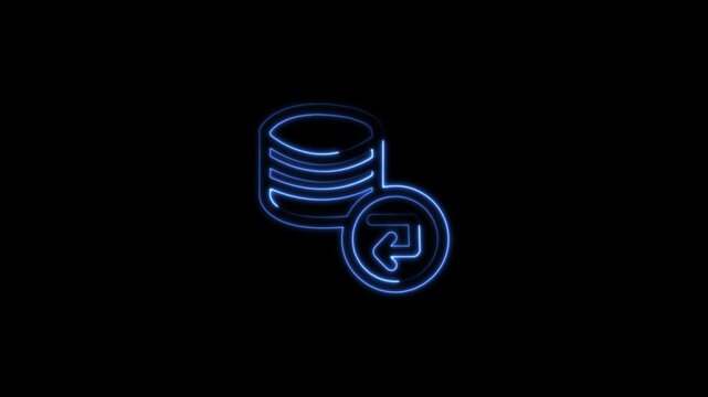 Database Rollback Animation with Glowing Lines on Black Background