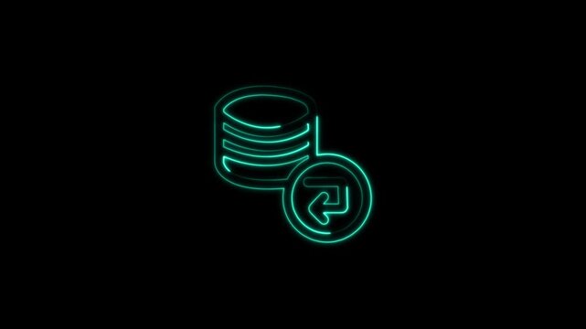 Database Rollback Animation with Glowing Lines on Black Background