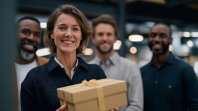 Corporate leaders presenting awards to employees during annual celebration, emotion of pride and gratitude visible, symbolizing recognition, professional development, and emotional motivation