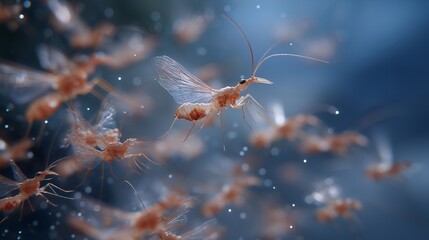 Scientists analyzing swarms of programmed nanorobots through AR visualization, symbolizing experimental robotics, microscopic automation, and digital research innovation in advanced labs. cinematic