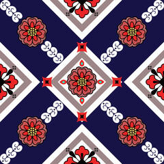 seamless floral pattern, Asian style textile / batik-inspired / ethnic geometry