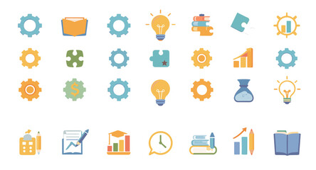 Business Icons Set: Creative Thinking, Knowledge, and Solutions