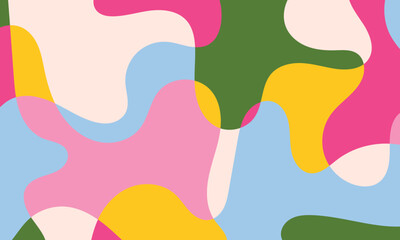 Fun abstract background in doodle style. Minimalist backdrop with basic figures. Simple playful design with hand drawn colorful overlay shapes