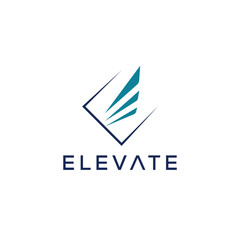 Initial letter E elevate logo design template