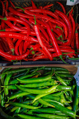 Obst und Gemüse auf türkischem Bazar, Draufsicht