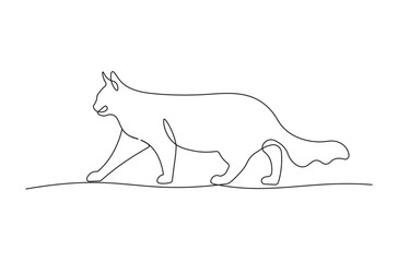 Minimalist Line Art of Angry Cat Walking. Modern Pet Illustration