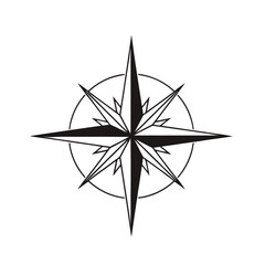 Obraz premium Black and white compass rose symbol with eight points on a white background