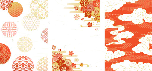 春節を祝う華やかな中華風グラフィック背景テンプレート