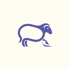 Obraz premium Minimalist Silhouette Sheep Logo T-Shirt Design, Perfect for Nature Lovers, Farm Animal Enthusiasts, Modern Minimal Art Fans, Cozy Casual Wear, Unique Graphic Tee Style, Trendy Everyday Outfit, Creati