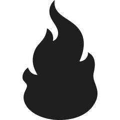 Black Silhouette of a Flame on a White Background Representing Fire and Energy