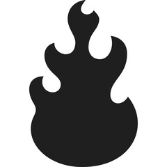 Black Silhouette of a Stylized Flame with Curved Edges on a Transparent Background