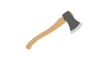 Axe Illustration with Wooden Handle and Metal Head