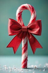 Festive Red and White Candy Cane Bow Perfect Holiday Decoration or Baking Embellishment
