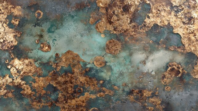 Corroded metal texture with teal patina
