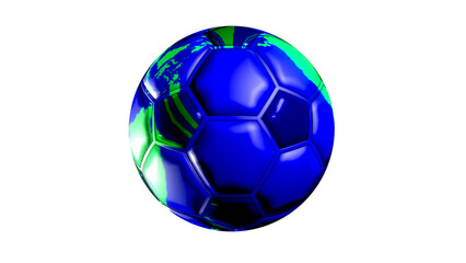 Naklejka premium 3D Soccer ball shaped earth globe isolated on transparent background.