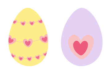 Hand Drawn Easter Eggs with Heart shape Decor Colorful Easter Themes Minimalist Design Elements Set
