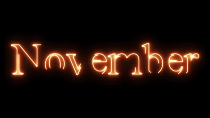 November Neon Text - Orange Glow for Autumn and Thanksgiving. - Powered by Adobe