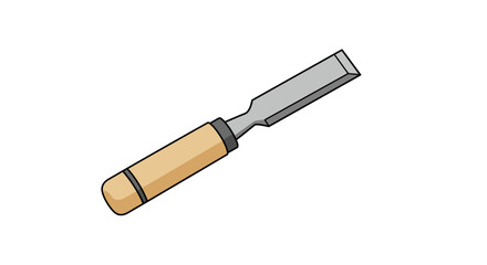Chisel tool illustration on a white background, carpentry hand tool icon with a handle