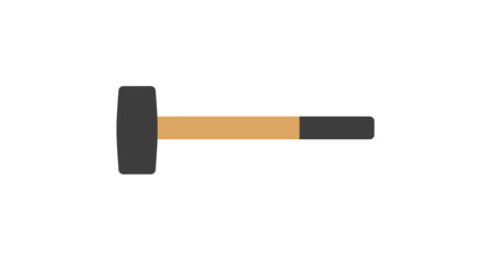 Illustration of a Simple Sledgehammer with Black Head and Wood Handle on White Background