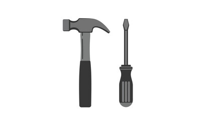 Illustration of a Hammer and Screwdriver