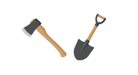 Tools for the Job Axe and Shovel Illustration