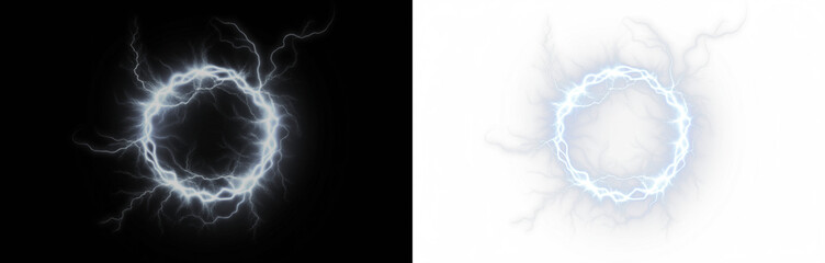 Electric Circle Lightning Effect Overlay PNG on transparent background