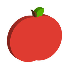 Apple fruit object. Red color symbol. Healthy food Vector element. Fresh bright illustration.